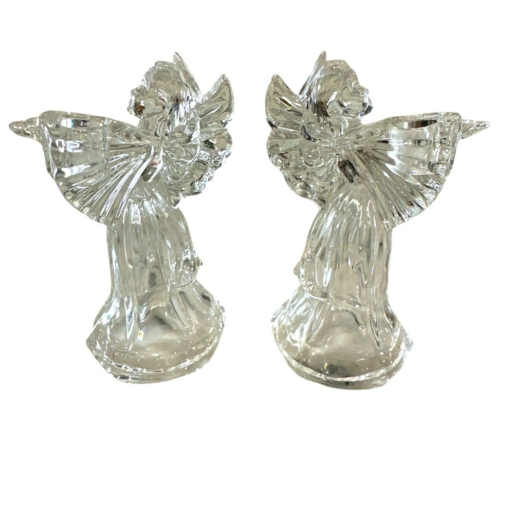 Marquis Waterford Crystal Angel Candle Holders 4” pair